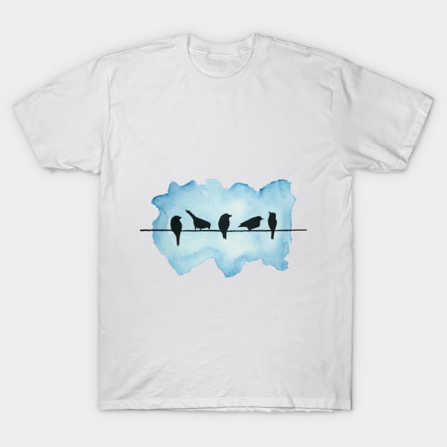 Bird on a wire T-Shirt by NadzzzArt